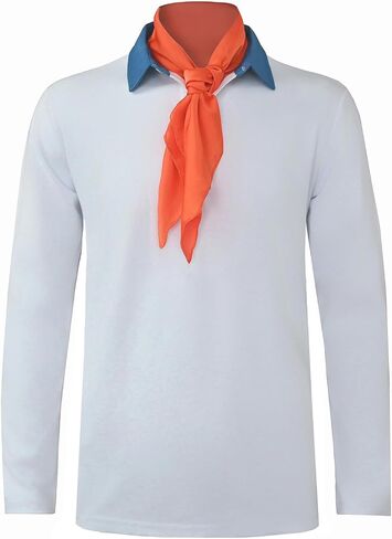 Adult Halloween Costume Cotton Stand Collar Long Sleeve Shirts with Chic Orange Scarf for Men Women in Saudi Arabia