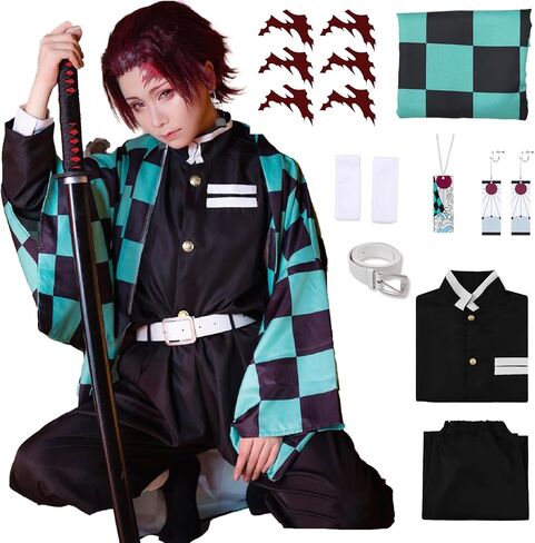 Halloween Anime Cosplay Costume Set for Adults Japanese Kimono Outfit with Necklace Cloak and Earrings in Saudi Arabia