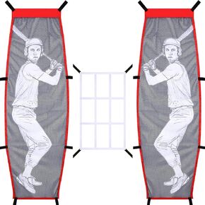 VAIPI Baseball Pitching Net Softball Pitching Trainer with 2 Dummy Batter Batting Net and Pitching Zone Hitting Aid Training Equipment for Practice Improved Hitting and Pitching Accuracy Training