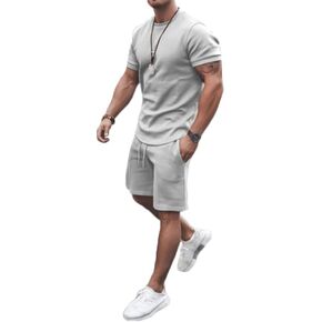 Men's Shirt and Shorts Set 2 Piece Outfits Fashion Summer Tracksuits Casual Sportwear Set