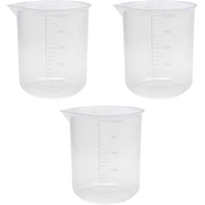 Sscon 5Pcs 250ml/300ml Lab Graduated Beakers Transparent Plastic Measuring Cup for Laboratory Kitchen in Kuwait