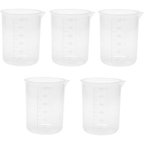Sscon 5Pcs 250ml/300ml Lab Graduated Beakers Transparent Plastic Measuring Cup for Laboratory Kitchen