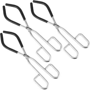 SHEUTSAN 3 PCS 10.2 Inches Beaker Tongs with Black Rubber Coated Ends, Chrome Plated Steel Surface, Flask Pliers Clamping Tools for 50-2000mL Capacity Beaker