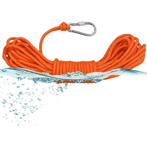 BeGrit Floating Rope 1/4" X 33' Polypropylene Rope Anchor Rope Mooring Rope Kayak Canoe Tow Throw Line with Carabiner for Boat Camping Hiking Awning Tent 6mm x 20m