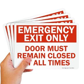 "Emergency Exit Only - Door Must Remain Closed at All Times" Sign by SmartSign | 14" x 10" 3M Reflective Aluminum
