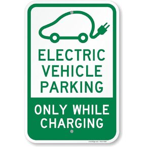 SmartSign 2-Pack 'Electric Vehicle Parking Only While Charging' Sign with Symbol, 12" x 18", 63 mil Rustproof Aluminum, 3M Laminated Engineer Grade Reflective Material, Green and White, Made in USA