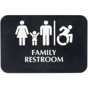 ADA Family/Handicap Accessible Restroom Sign with Braille, Toilet Door Plate for Business Restaurant, 9" x 6"