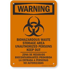 SmartSign "Warning - Biohazardous Waste Storage Area" Bilingual Sign | 7" x 10" Plastic
