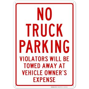 No Truck Parking Sign, 10x14 Inches, Rust Free .040 Aluminum, Fade Resistant, Made in USA by Sigo Signs