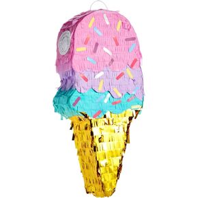 BLUE PANDA - Ice Cream Pinata for Birthday Decorations, Summer Party Supplies (Small, 16.4 x 7.6 x 2.9 In)