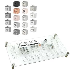 18 Pieces Element Cube Set Density Cubes Pure Metal with Acrylic Plexiglass Tray, Element Cube Set for Periodic Table of Elements Collection, Pure Tungsten Block, Iron, Aluminum, 15 More