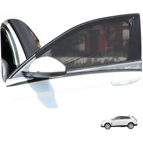 Sodcay 2 PCS SUV Front Window Sun Shades, Car Side Window Sun Shades Covers Sunshade UV Protection, Breathable Mesh Side Car Window Sun Shade Anti-Exposure Mosquito Net (Black)