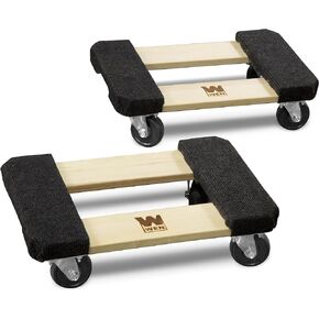 WEN 721218 1000 lbs. Capacity 12 in. x 18 in. Hardwood Furniture Dolly (2-Pack)