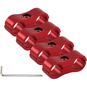 4pcs AN6 13MM 0.51'' Braided Hose Separator Clamp Fitting Adapter Bracket Black/blue/red/silver (Black)