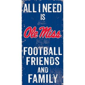 Fan Creations Ole Miss Rebels 6" x 12" All I Need is Football, Friends, and Family Wood Sign