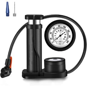 Bike Pump Ball Pumps with Pressure Gauge Mini Bicycle Foot Pump with Needles, Portable Bike Tire Pump, Universal Presta & Schrader Valves, GOTINSN Air Pump Balloon Inflatable Toy Inflator Adapter