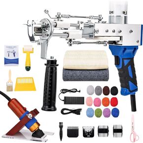 zowwfast Rug Tufting Gun Starter Kit with Carpet Trimmer, 2 in 1 Cut Pile Loop Pile Rug Tufting Kit, Non-Slip Grip Carpet Tufting Gun Kit with Digital Screen Controls Speed, Rug Maker Machine& Cloth