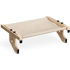 Navaris Cat Hammock Bed - Window Perch Made of Wood and Canvas - Hang on Windows Beds and Other Furniture - Suitable for Larger Cats - Max Weight 14kg (31lb)