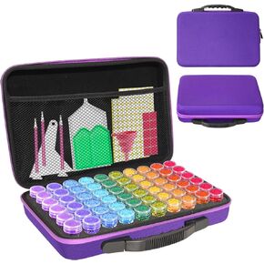 CAIOVSE Diamond Painting Storage Containers,120 Slots Diamond Painting Accessories Kits Diamond Art Accessories and Tools for Craft Jewelry Rhinestones Bead Organizer (Purple)