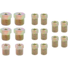 16PCS 3/16 Brake Line Fittings,Thread Brake Line Repair Kit Metric Invert Flare Fittings,Universal Zinc Alloy Brake Line Kit Car Accessories for Most Cars Trucks SUVs(16PCS Fittings)