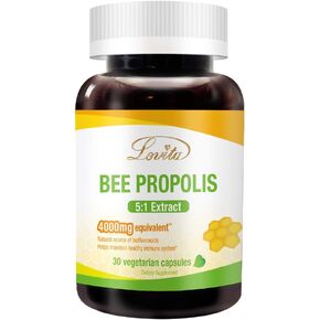Lovita Bee Propolis Capsule | 4000mg Equivalent | 5:1 Concentration | Natural Propolis Extract | 30 Vegetarian Capsules (1 Months Supply)