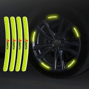 20pcs Reflective Wheel Rim Stripe Decal Sticker for Car Motorcycle Wheels Cycling Bike Bicycle Night Safety Decoration Stripe Universal Anti-Scratch Reflective Rim Stickers(Fluorescent Green Sports)