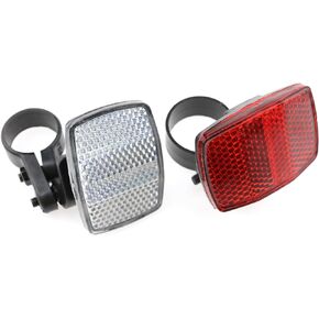 Lovelysp Bike Front and Rear Reflectors Bike Safety Warning Reflectors Handlebar and Seatpost Bicycle Reflectors Kit Red and White -2PCS