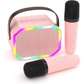 Kids Karaoke Machine, Portable Bluetooth Speaker with Wireless Microphone, Christmas Kids Toys Gifts for Girls 4 5 6 7 8 9 10+ Year Old (Beige-1 Mic)