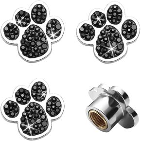 SAVORI Paw Valve Stem Caps Car Accessories Bling Handmade Crystal Rhinestone Universal Tire Valve Dust Caps 4 Pack fit for Car Auto SUV Truck Bike Wheels (Pink)