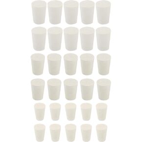 MECCANIXITY Rubber Tapered Plug 000# - 0# 3 Assorted Sizes Solid Test Tubes Bungs Stopper White for Lab Home 30 Pieces