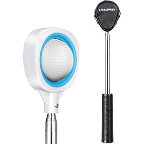 CHAMPKEY Two-Sided 6Ft / 9Ft / 12Ft / 14.5Ft Golf Ball Retriever Lite Version - Premium Stainless Steel Telescopic Golf Ball Picker- Come with Premium Head Cover