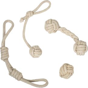 Franklin Pet Supply Co. Natural Rope Dog Toys - 4 Pack - Play Fetch + Tug of War - Dog Teething - Puppy Chew +Teething Toy