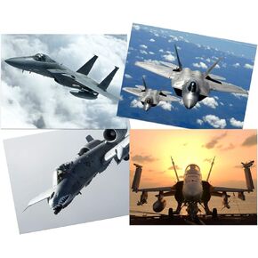 Artery8 Military A-10 Warthog F-15 Eagle F-18 Hornet F-22 Raptor Fighters Navy Wall Art Print Poster Pack of 4