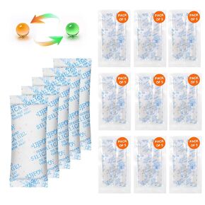 LIFJOY 20 Gram [50 Packets] Food Grade Silica Gel Packets, Rechargeable Desiccant Packs with Color Indicating Beads, Moisture Absorbers for Moisture Control - Protects Items from Moisture Damage