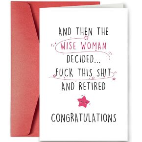 SuperShunhu Funny Retirement Card for Women, Colleague Leaving Work Card, Retiring Card Gift for Coworker, Humor Happy Retirement Card, The Wise Women Retired Congratulation Card