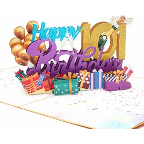 بطاقة تهنئة منبثقة ثلاثية الأبعاد لعيد الميلاد السعيد الـ 101 من Liif - بطاقة عيد ميلاد 101 للنساء، والرجال، وهي، وهو، مضحك، بالون، شامبانيا، صديق، تهانينا in Kuwait