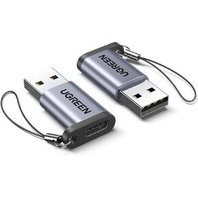 UGREEN محول USB C أنثى إلى USB ذكر بسرعة 10 جيجابت في الثانية، حزمة من قطعتين، محول كابل شاحن من النوع C إلى USB A متوافق مع Apple Watch iPhone 15 14 13 AirPods 3 MacBook Samsung Galaxy Note Google Pixel إلخ رمادي in Kuwait