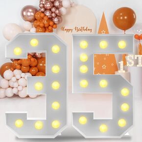4FT White Large Marquee Light Up Numbers 4 Mosaic Numbers,giant light up numbers for Party Birthday Anniversary Decor Balloons Pre-Cut Foam Board Kit (4FT-WH-Number-4)