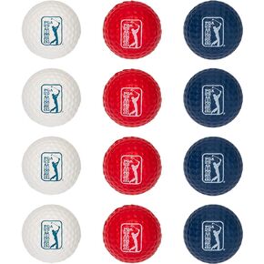 Franklin Sports Indoor + Outdoor Foam Practice Golf Balls - PGA Tour Kids + Adults Practice Soft Foam Golf Balls - Limited Flight Soft Golf Balls - 12 Pack of Golf Balls with Draw String Carry Bag