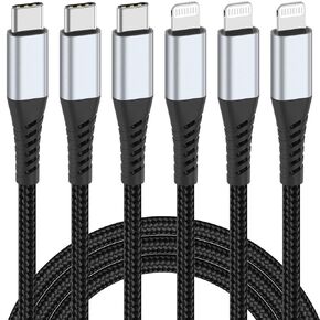 3FT USB C to Lightning Cable, 3Pack 1M iPhone PD Fast Charging USB C Cable Braided 3 Foot Cord for Apple iPhone 14 13 12 11 Pro Max Xs 8 7 6 5 Plus, iPad Air/Mini