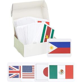BLUE PANDA 205 Countries Flags Flash Cards for Kids - Country Flags with Continents & Capitals (2.5 x 3.5 in)