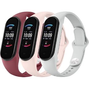 AK Silicone Band for Xiaomi Mi Band 5/ Mi Band 6, 3 Pack Soft Wristbands for Amazfit Band 5/Amazfit Band 6, Sport Strap for Women Men