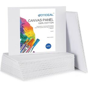 GOTIDEAL Canvas Boards for Painting, 8x10 inch Set of 24, Gesso Primed White Canvases for Painting - 100% Cotton Art Supplies Canvas for Acrylic Paint, Pouring, Oil Paint