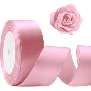 25 Yards Red Satin Ribbon 1 1/2inch, Single Face Polyester Silk Fabric Hair String Ribbon for Craft, Flower Bouquets, Gift Wrapping, Wedding, Bow Making and Valentines Decoration