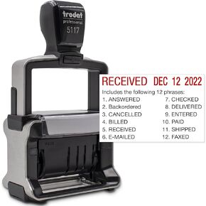 Rubber Stamp Creation - 5117 Professional 12-Message Stamp w/Dater, Self-Inking, Black Ink Color