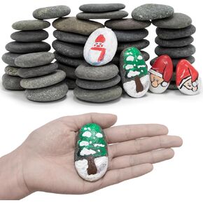 Rocks for Painting 40pcs 2-3" River Rock for Paint Natural Flat & Smooth Stones for Painting for Kids & Adult Craft Gifts