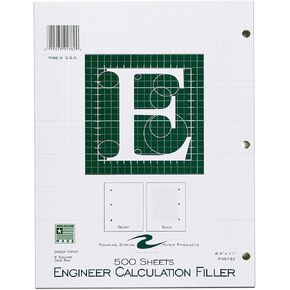 Roaring Spring Engineering Pad, Frame Front 1/2" Right Margin, 8.5" x 11", 500 Sheets, Green Paper