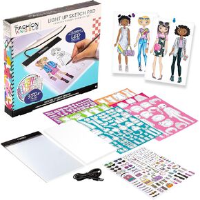 Fashion Angels Fashion Design Light Up Sketch Pad 12521, Light Up Tracing Pad, Includes USB, Ultra Thin Tablet, Includes Stencils and Stickers, Recommended for Ages 8 And Up