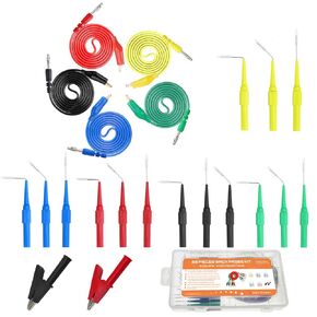 Makeronics 24 in 1 Back Probe Kit with 6 Pockets Roll Up Tool Bag for Car Repairing Diagnostic | Wire Piercer with Cover | Long Back Probe Pin | Test Leads (39.37 inch) | 5PCS Alligator Clips