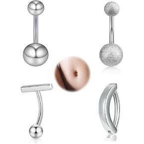 Todenb Belly Button Ring Set for Women Stainless Steel Dangly Clicker Belly Button Piercing Lightweight Body Dangling Piercing Jewelry Gifts for Women Gilrs